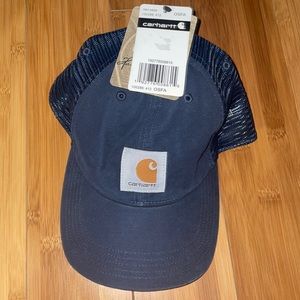 Navy Carhartt hat with mesh back
